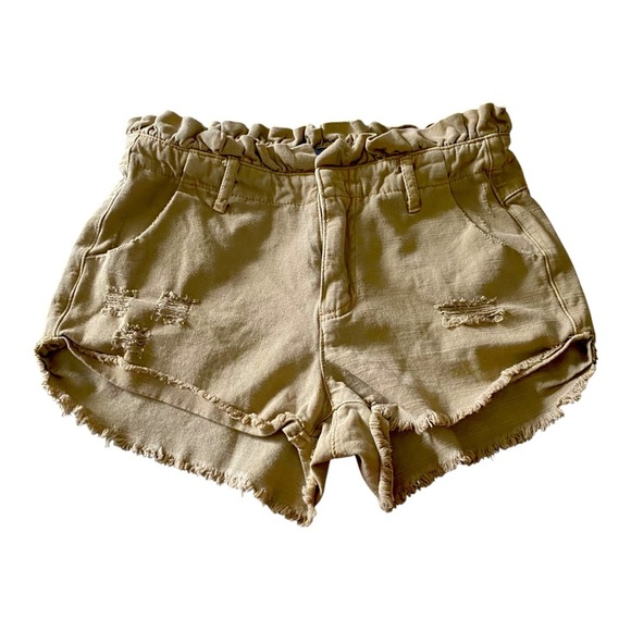 KITTENISH-WOMENS TAN PAPER BAG SHORTS -SIZE SMALL - Picture 1 of 5